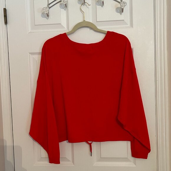 Esprit oversize soft red crop sweater top with tie string size US Small - Picture 2 of 8